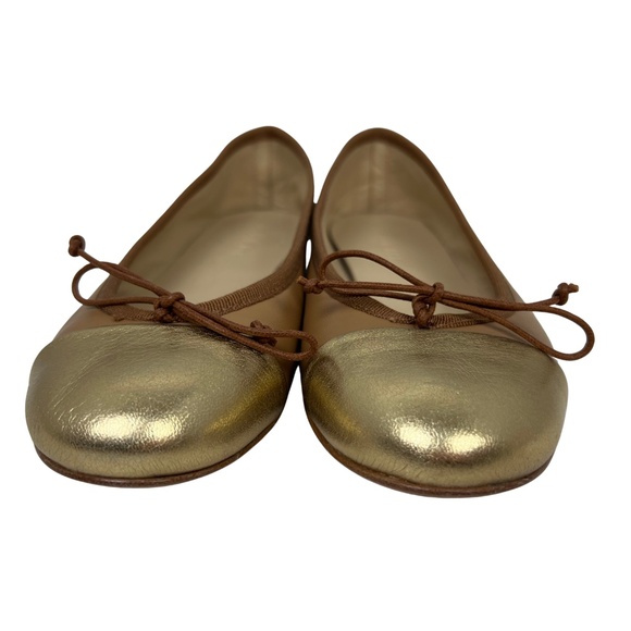 M.GEMI Tan & Gold The Rosa Leather Ballet Flat Handmade in Italy EU 38 US 7.5 - Picture 4 of 10